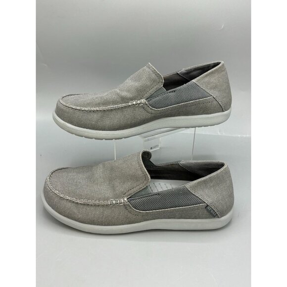 Crocs Santa Cruz 2 Luxe Canvas Loafers Gray Mens 9 Comfortable Casual Shoes - Picture 3 of 9